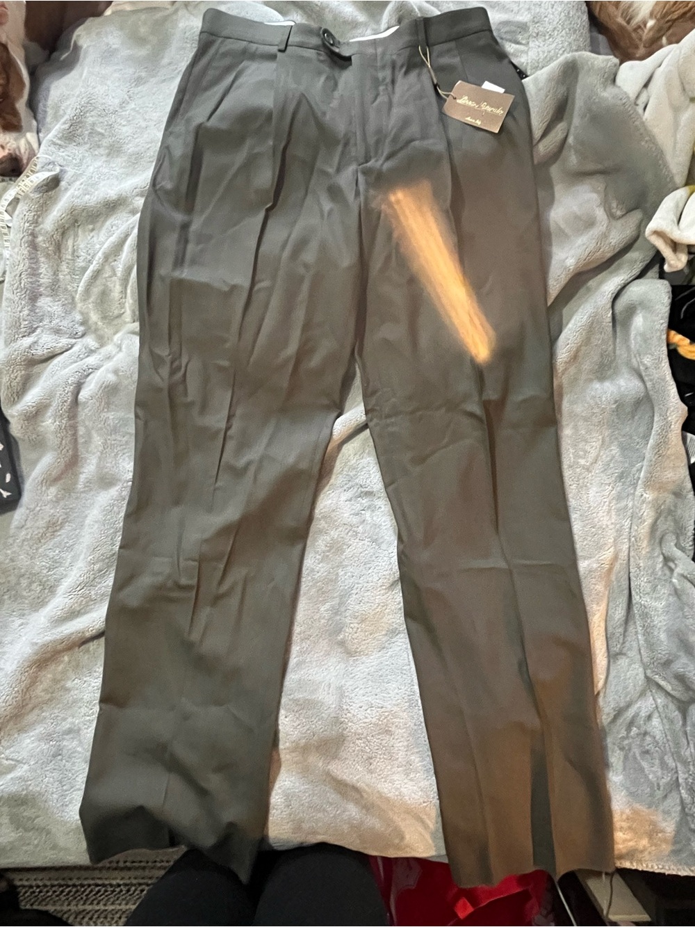 Classic Pleated Dress Pants in Olive Green - made in Italy wool